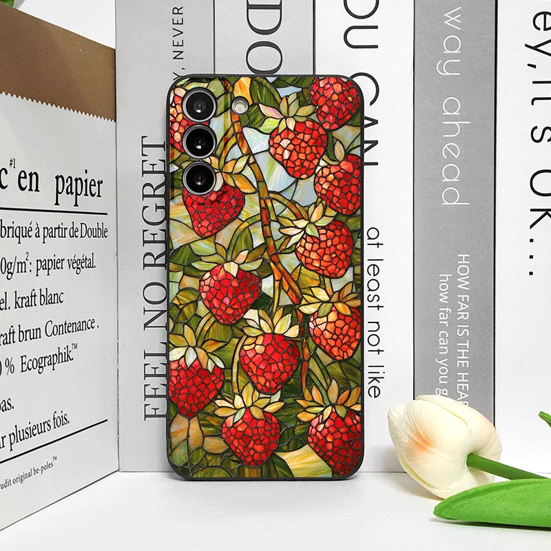 Creative Retro Fruits Marble Texture Printed Soft Phone Case