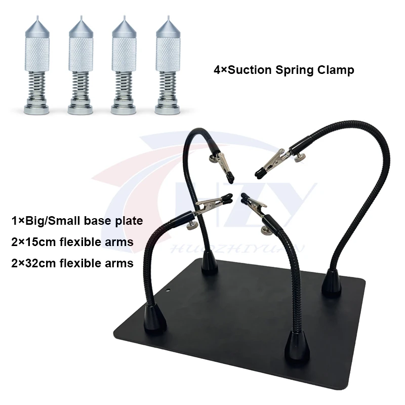TOOKKSS Magnetic PCB Board Fixed Clip Flexible Arm Soldering Third Hand 4 Flexible Arms Glass Soldering Iron Holder Repair Tools