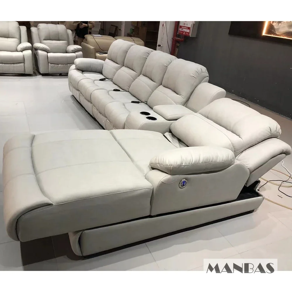 MINGDIBAO Electric / Manual Recliner Chair With Swivel and Rocking, Genuine Leather Multifunctional Accent Chair Relaxing