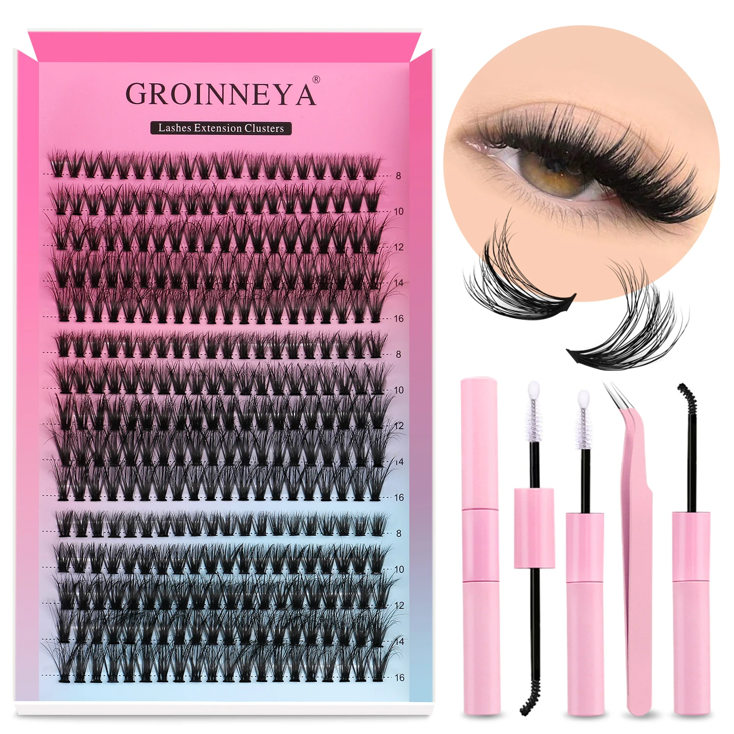 Lash Extension Kit DIY Mix Fluffy Eyelashes With Lash Bond Seal Applicator