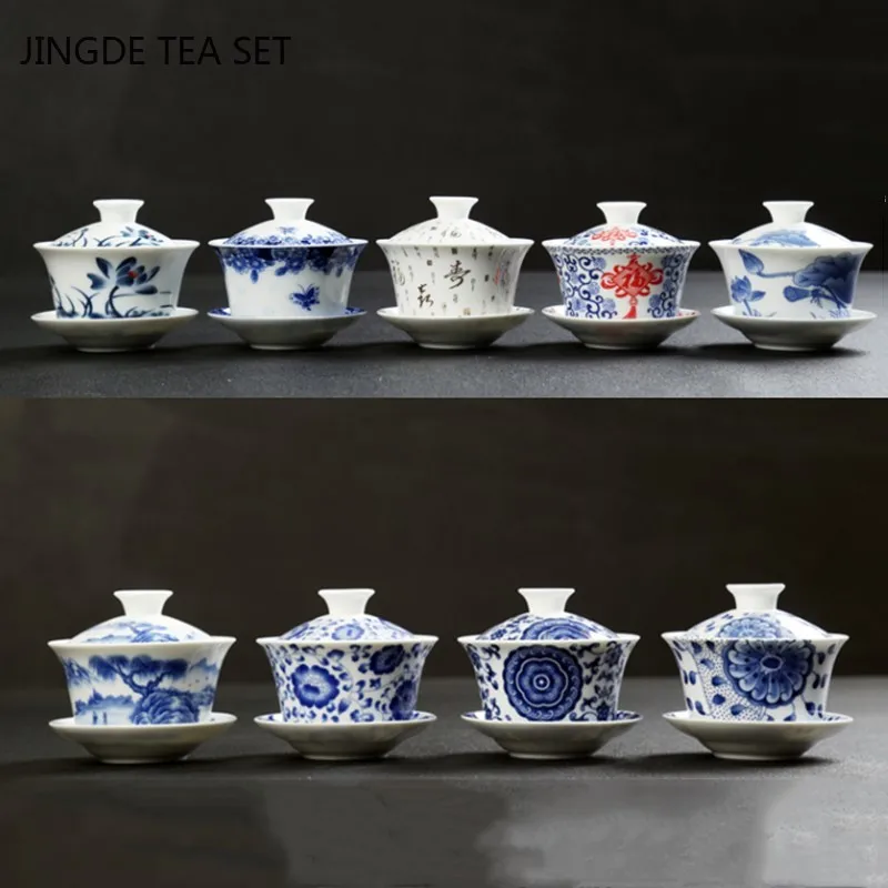 Retro Ceramic Gaiwan Tea Cup Handmade Tureen Chinese Portable Tea Bowl Personal Teacup Household Set Accessories