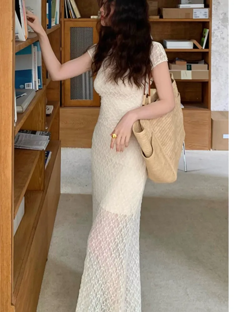 우아한 메쉬 투피스 원피스 세트 여성용 슬림 미디 드레스, 레트로 레이스 Y2K 바디콘, 생일 파티, 원피스 무도회 드레스