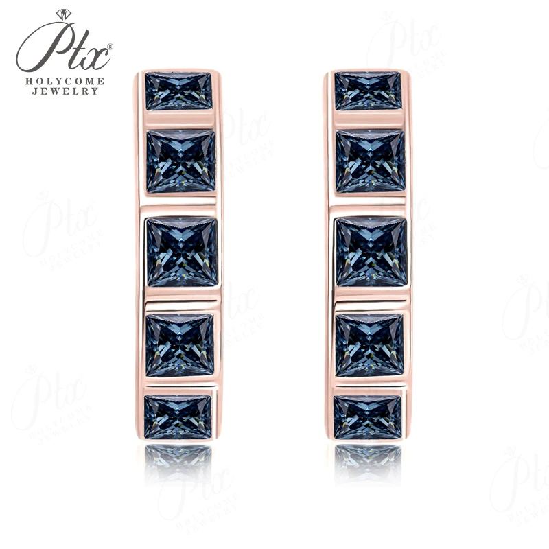 1,5 CT Creolen Princess Cut Mehrfarbige Moissanit Ohrringe 925er Silber vergoldet Weiß Gelb Roségold Ohrstecker Damen Herren Mode – Detail 24