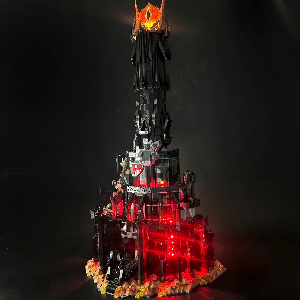 레고 10333 반지의 제왕용 BYB LED 조명 키트: Barad Dur Sauron 다크 타워 캐슬 리모콘(모델 제외)