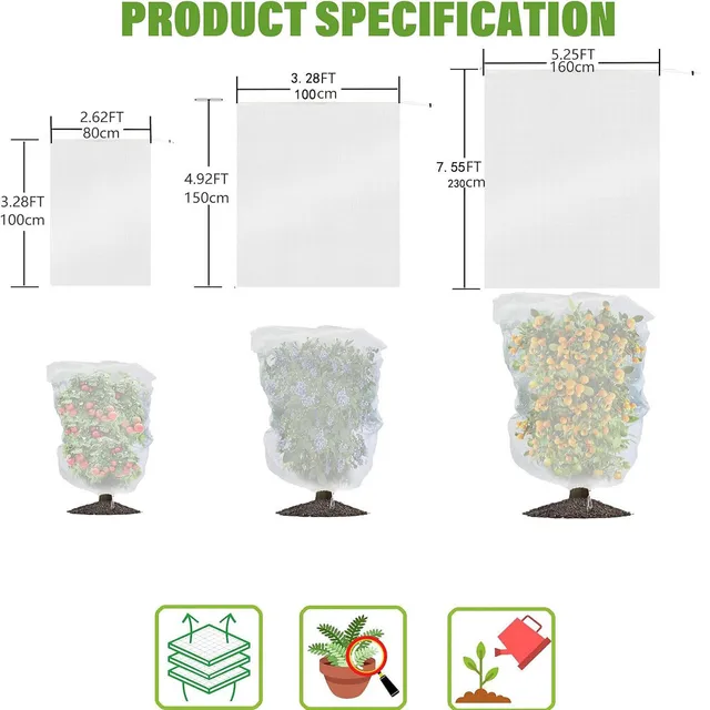 Plant Protection Bag Garden Netting Cover with Zipper Drawstring Garden Insect Netting Transparent Bird Plant Barrier Screen 6
