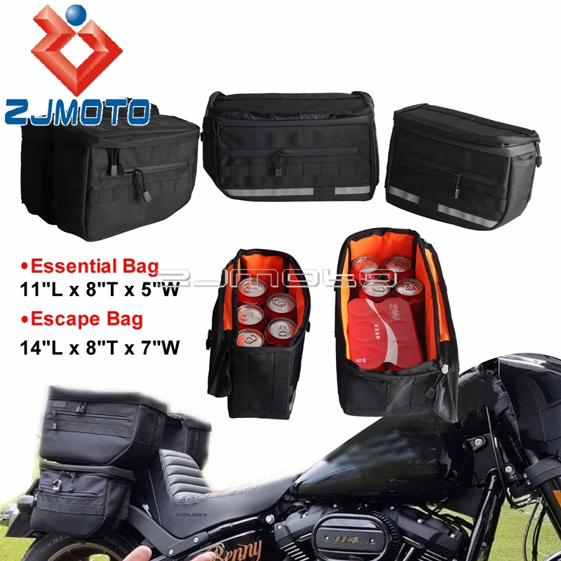 Club Style Essential Saddlebag Escape Bags Handlebar Tool Bag Luggage Pannier Throw Over Storage Bag For Harley Softail Classic