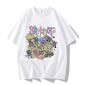 Prepare for Hell Tour Shirt Heavy Metal Cotton Slipknots Graphic Print T-shirt Man Women Short-sleeve Shirt Oversized Cotton Tee 1