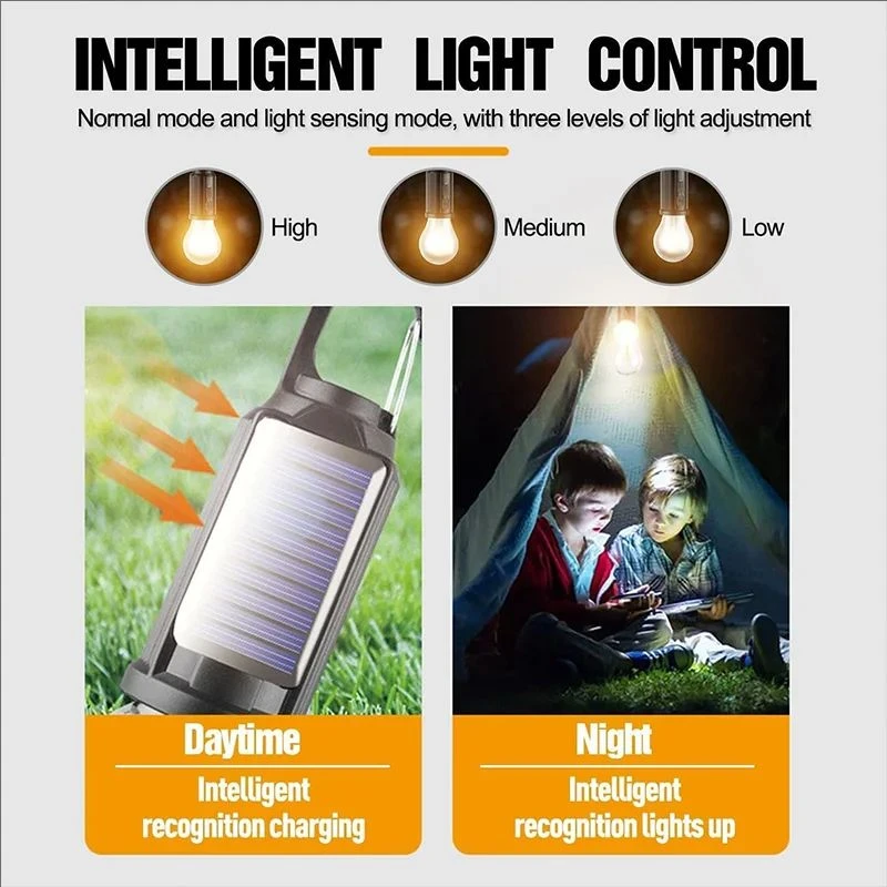 Outdoor Solar Powered LED Lamp Bulbs USB Charging Camping Light Portable Night L