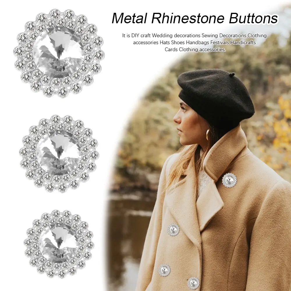 10Pcs/Set Metal Rhinestone Buttons Shirt Sewn Buttons DIY Accessories Decorative Handmade Sewing Clothing Accessories Durable