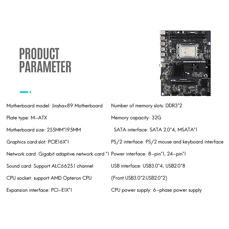 X89 Motherboard With CPU Cooling Fan For AMD Opteron 6100/6200/6300 CPU 2XDDR3 ECC/REG DIMM RAM PCIE 1X 16X SATA2 USB3.0 best motherboard for video editing