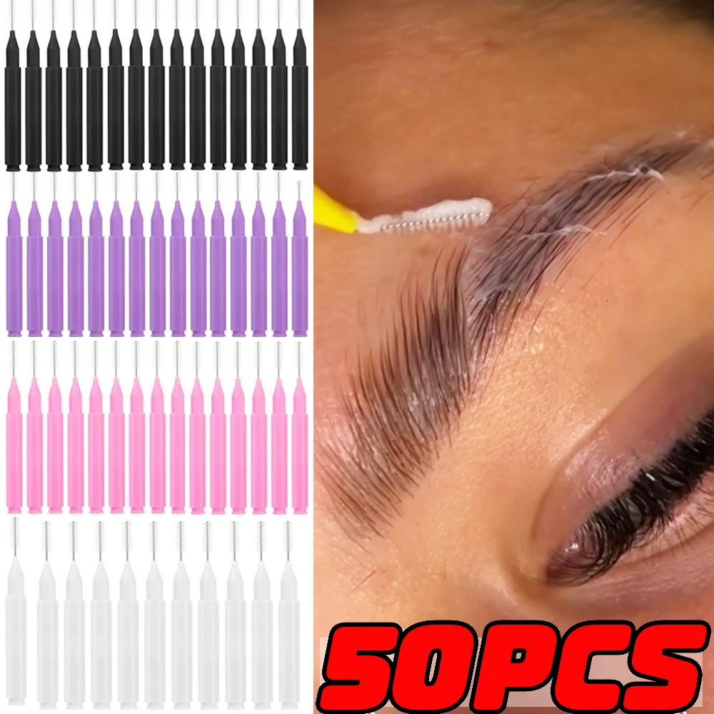 Mini Eyebrow Brush Portable Brow Perm Brushes Disposable Bendable Micro Eyelash Brow Lifting Brushes Applicators Tools 50PCS makeup brush set makeup brush eyelashes brush eyelash brush makeup tool set makeup tool