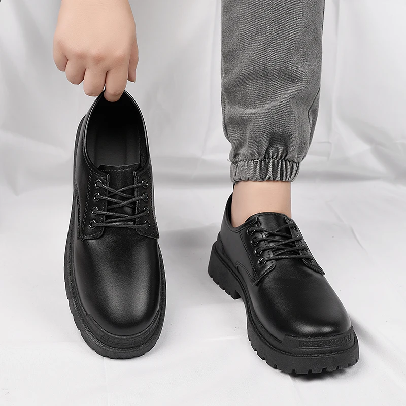 Fashion Leather Mens Casual Shoes Breathable Business Lace-Up Handmade Shoes Hot Sale Brand Classic Men Shoes Flats Moccasins 2