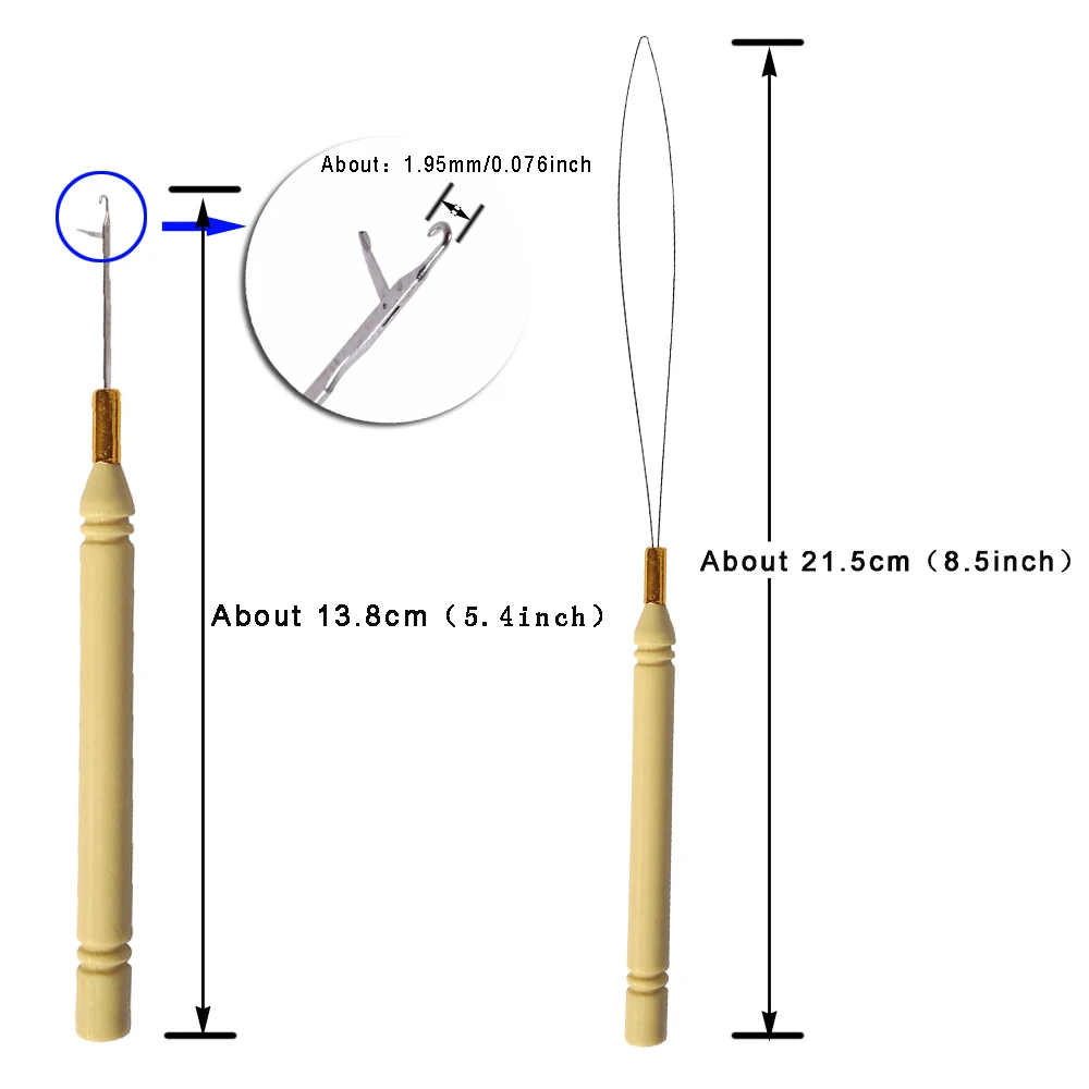 헤어 익스텐션 키트: I-팁 헤어 플라이어, 당김 바늘, 루프 스레더 및 100개 5.0mm 헤어 익스텐션 비즈 링