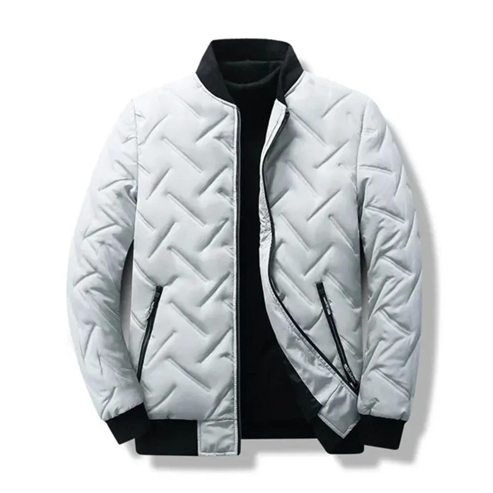 2023 New Solid Winter Standing Collar Men's Windproof Cotton Filled Down Coat Warm Thick Coat Casual Business Men's Coat