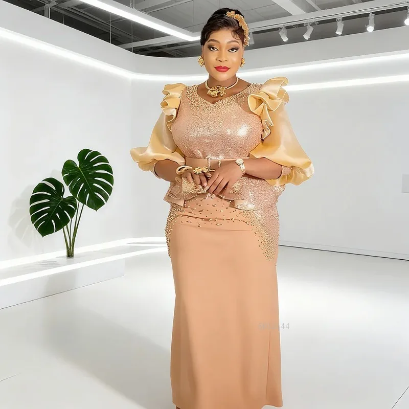 green emerald velvet dress Plus Size Empire Plunging Lace Boho Wedding Dress Nude Beige main image 1