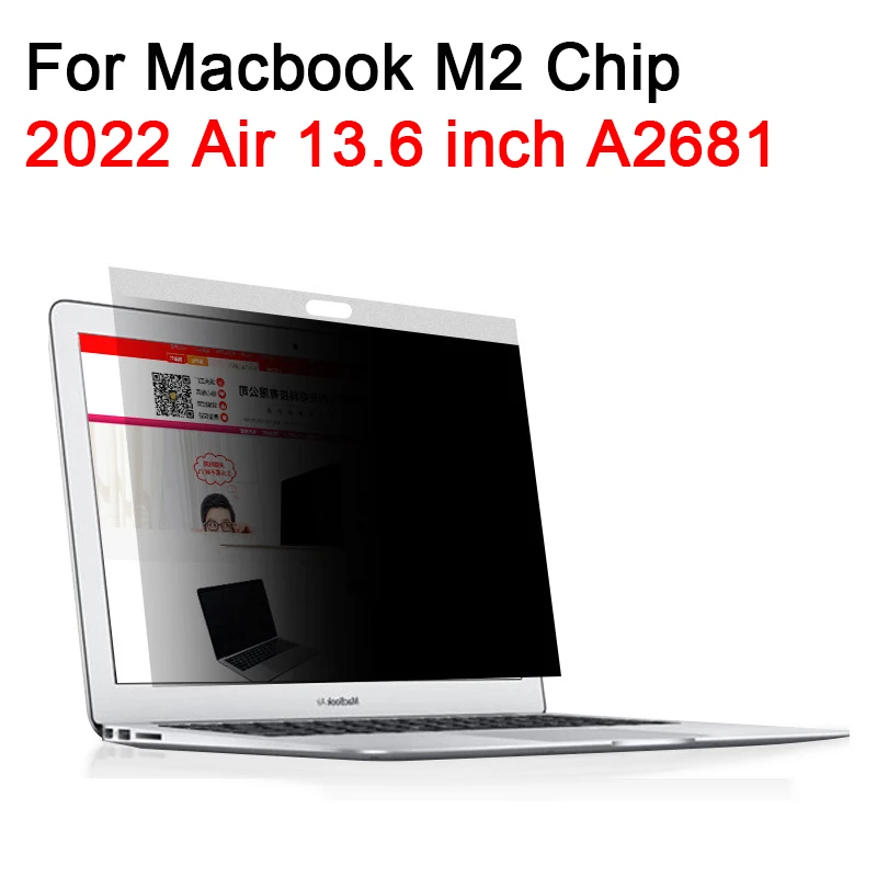 Anti-spy Screen Protector For Macbook M2 Air 13.6 inch A2681 Matte Anti-glare Privacy Filter Anti-peep Waterproof PET Film