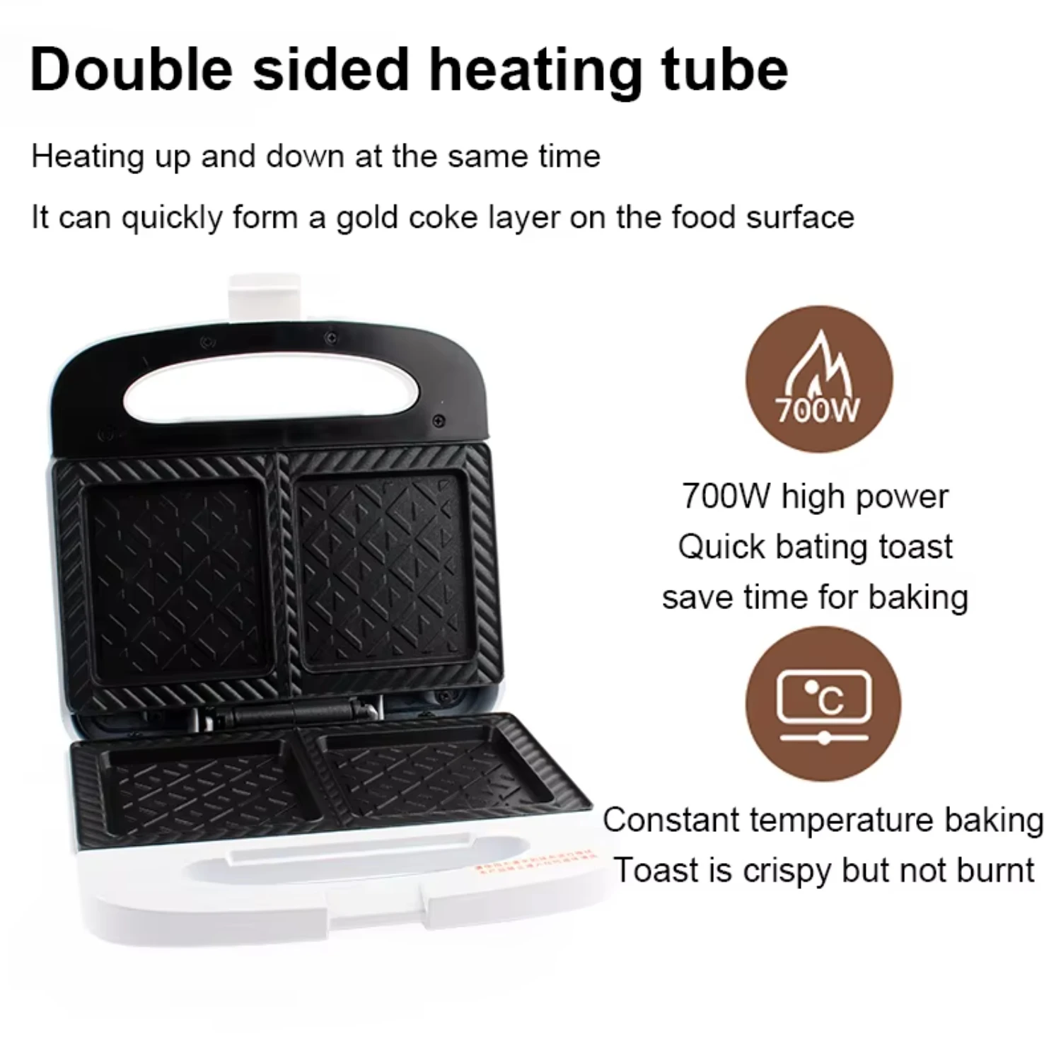 Sandwich Maker Breakfast Baking Machine Egg Omelette Cooker Grill Pan Double-side Bread Pressure Toaster Ligh Food Oven