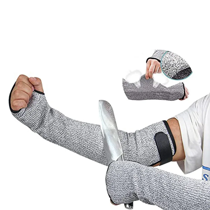 High Wear-resistant Cut-resistant Long Arm Breathable Level 5 Labor Protect Sleeve Occupy Work Industrial Use 45cm with Velcro