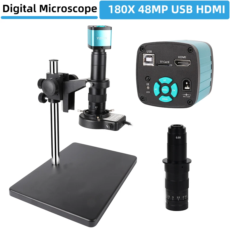 Hd 180x Digital Microscope Set 48mp 1080p Hdmi Usb Industrial Video