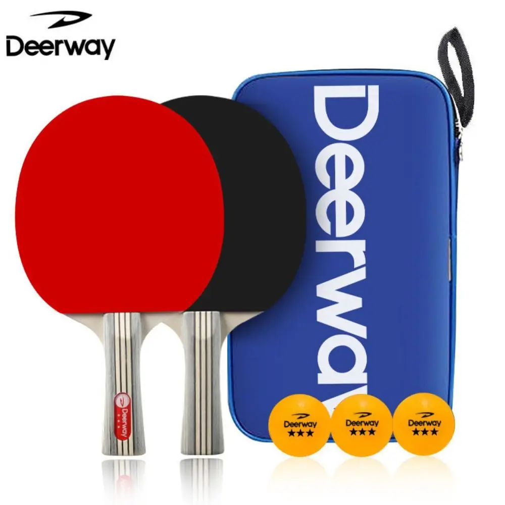 Table Tennis Racket Ping Pong Paddle Set 2 Horizontal Rackets Comfort Handle Nanotechnology Durable Basswood Wood Supplies