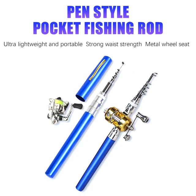 1 Set Telescopic Pocket Fishing Rod Pen Style Small Ultra-Short Fish Pole  1m 1.4m 1.6m Adjustable Drum Reel Ice Sea Fishing Gear - AliExpress