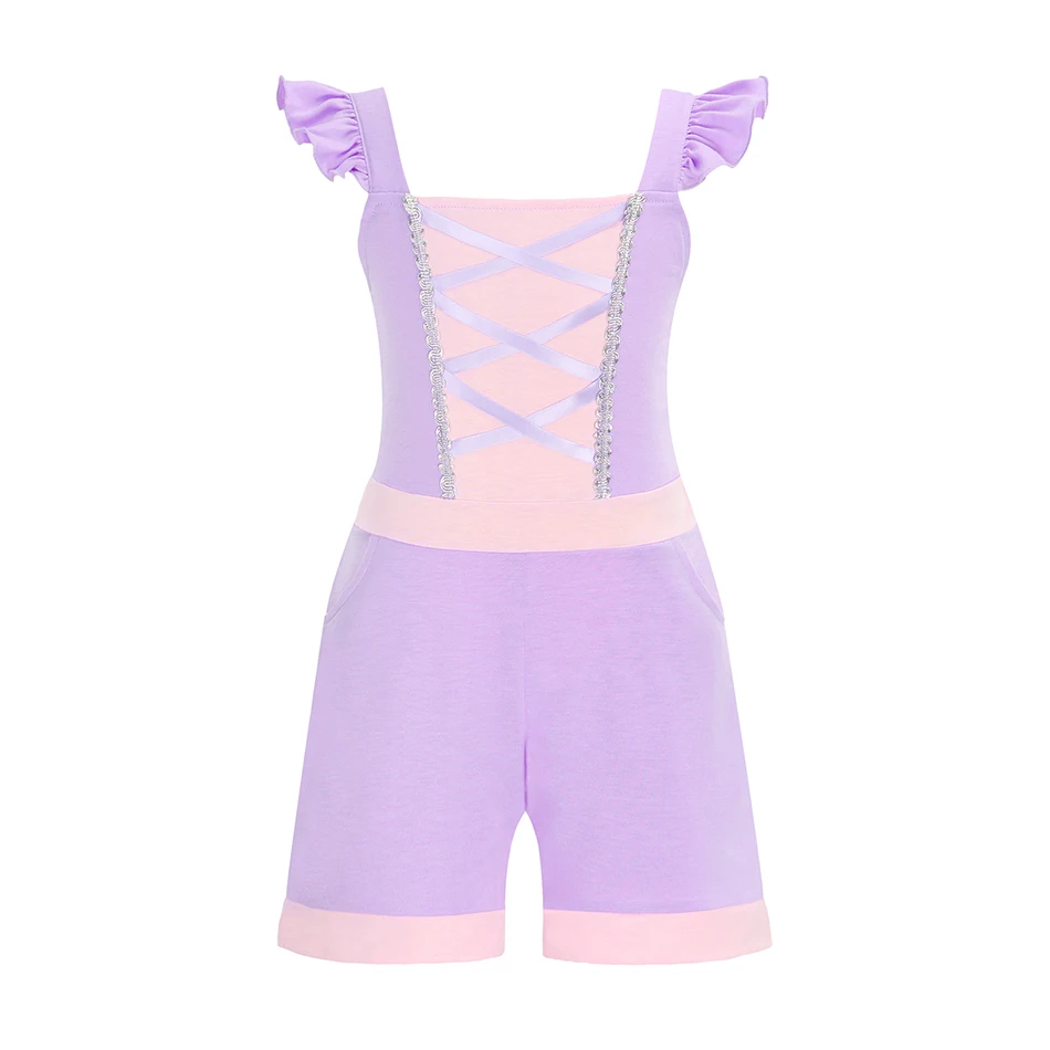 thumbnail image 5 of Mono de princesa con temática de Disney para niñas, ropa de manga voladora, una pieza, corta, sirena, Moana, Mirabel, Anna, Verano, 5 of 5