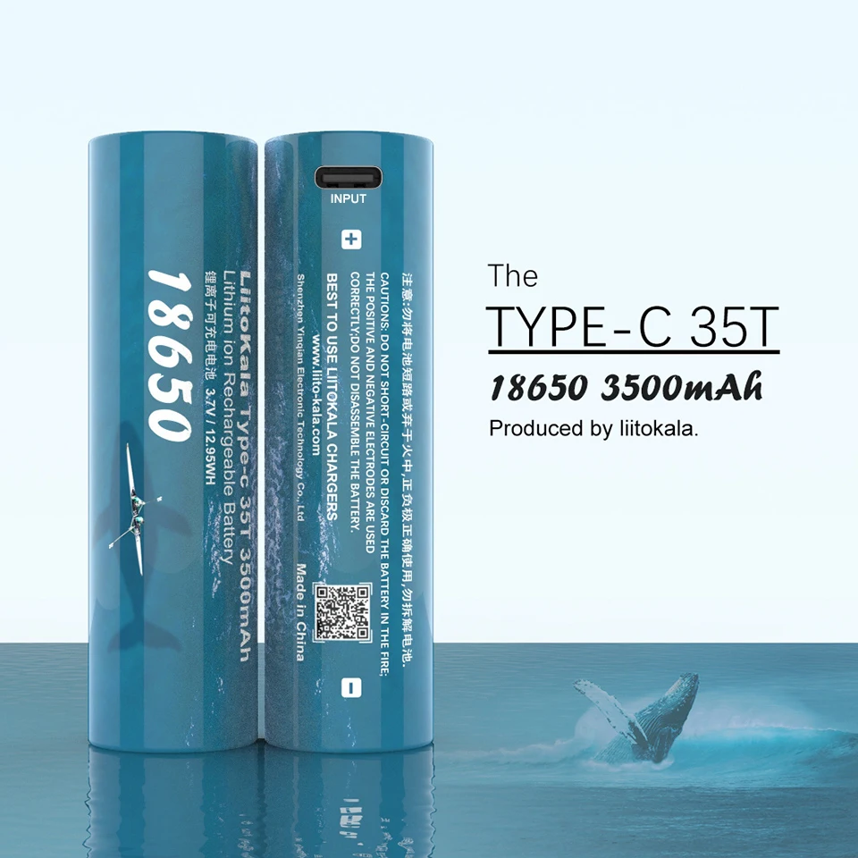 Liitokala 35T Type-C 5V Input 3.7V 18650 3500Mah Capacità Batteria Ricaricabile Al Litio Usb Per Portachiavi Giocattolo
