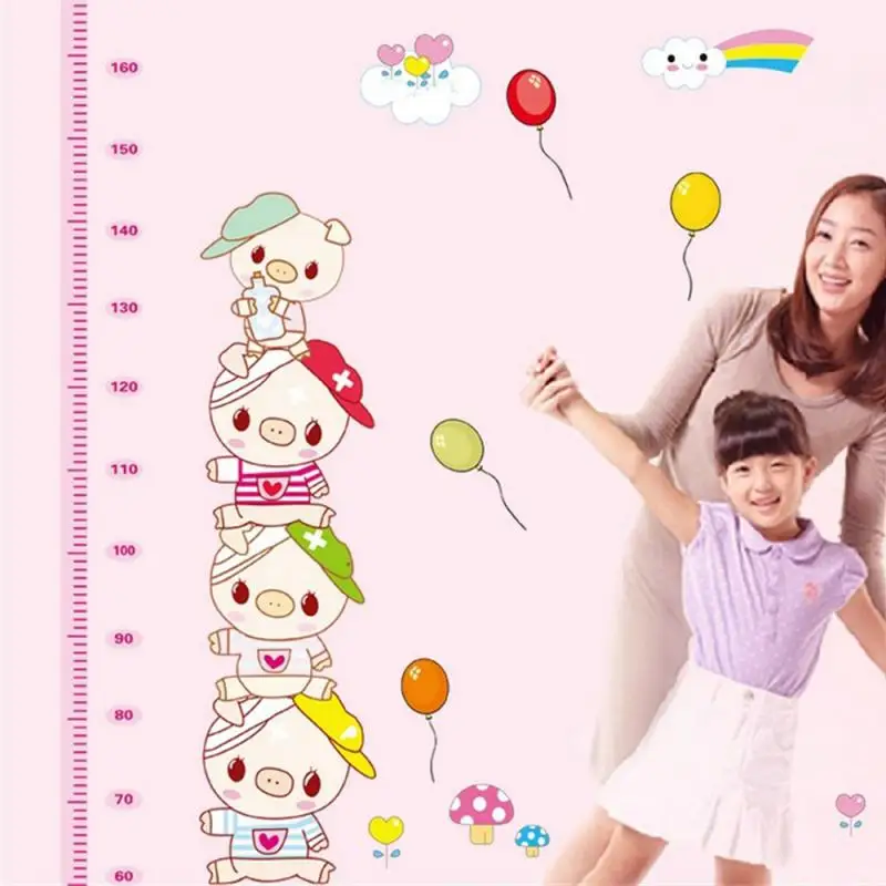 Cartoon Animals Height Measure Wall Stickers For Kid Rooms Animals Zoo Vinyl Growth Chart Ruler Living Room Decor Children Gift wall sticker height sticker wall stickers