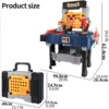 Large 2-in-1 Kids Tool Bench Set with Saw Screw Miter Pretend Play Construction Workbench Toys Education Toy for Boys & Girls 2