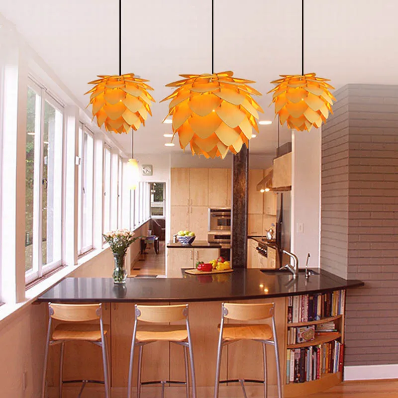 ASANZUO 日本の木製松ぼっくりペンダントライト南東レストラン吊り下げ