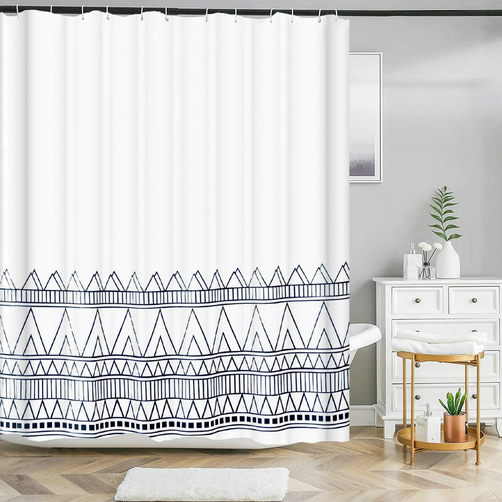 

Nordic Geometric Series Printing Shower Curtain Bathroom Home Decoration Partition Curtain Waterproof Polyester Bath Curtain