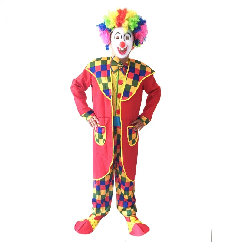 

Halloween costume adult clown with mask nose funny clown suit