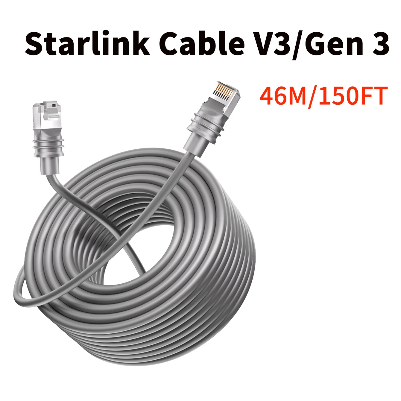 Cable Gen3 150FT for Starlink Gen 3 Standard Kit, Ethernet Cable for Star Link V3 Waterproof Grey