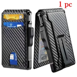 Sleek Men's RFID - Blocking Carbon Fiber Wallet - Slim, Secure Cardholder (Carbon Black)