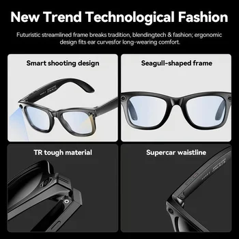 AI Smart Video Glasses with Camera and Photo Capabilities, featuring an 8MP camera, 1080P HD video recording, 4K resolution, 3