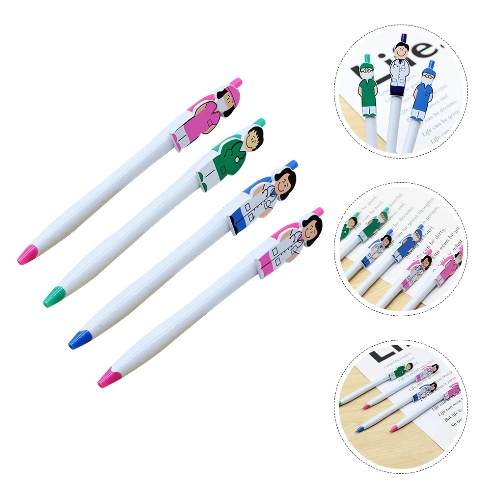

4 Pcs Cartoon Stationery Pen Holder Adorable Signature Multi-use Ballpoint Pens Teacher Gift Portable Writing Office