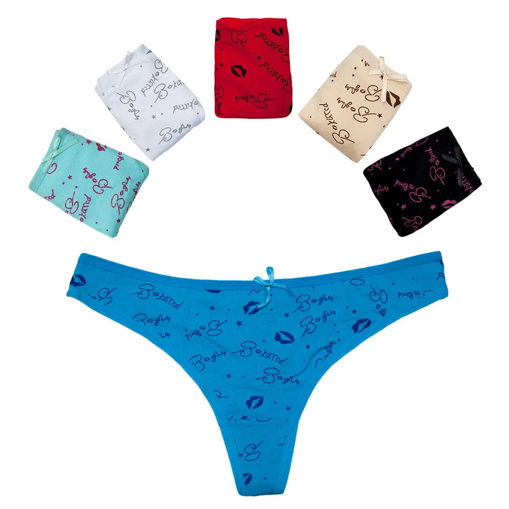 FUNCILAC стринги Для женщин пикантные Цветочный принт стринги T-back бесшовные Intimates кружевное нижнее белье Мягкие Трусики Трусы Нижнее белье 5 шт./лот