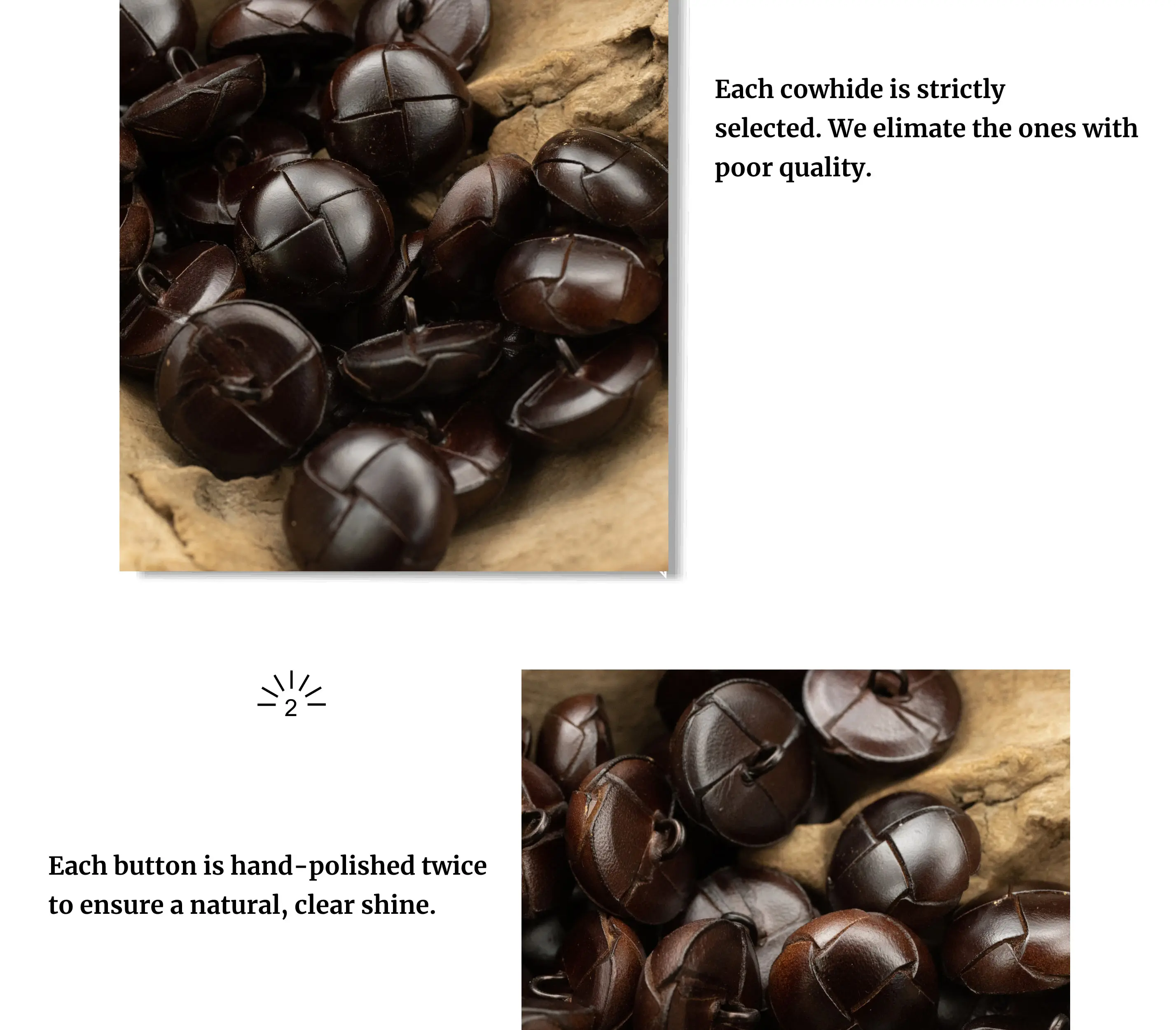 Description Picture 4 of item3pcs Vintage Genuine Leather Button Shank High Quality Hand Made Sewing Accessories For Luxury Buttons Leather Jacket Coat Brown