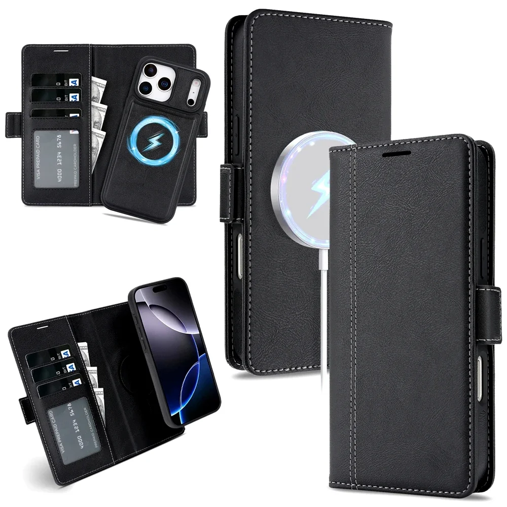Premium Magnetic Leather Wallet Phone Case with Card Slots and Flip Cover