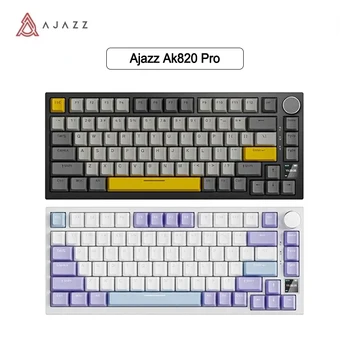Ajazz Ak820 Pro RGB 기계식 키보드, 3 가지 모드 게임용 75%, 개스킷 장착 블루투스 5.1, 2.4g 무선 C타입 유선 Tft 화면
