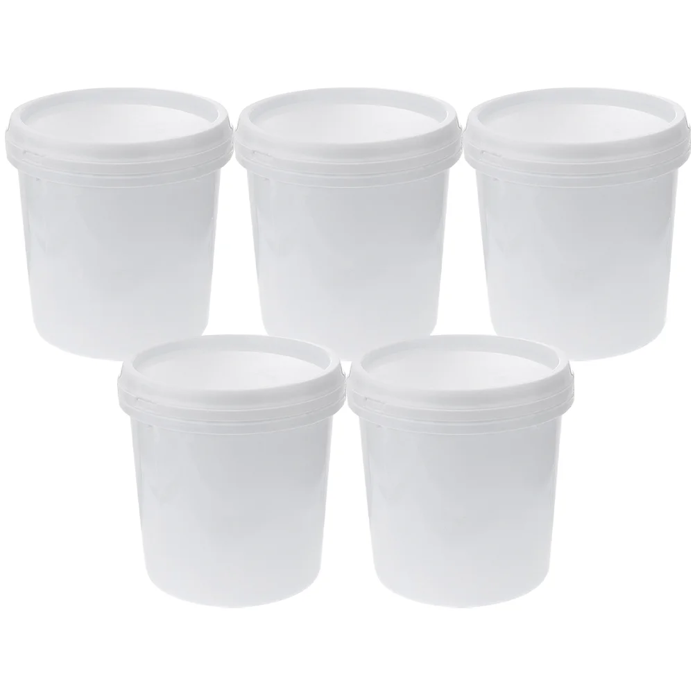 

5Pcs Bucket Pail Container Seal Lid Handle 1L Plastic Pail Bucket Multipurpose Container Industrial All Storage Bucket Laundry