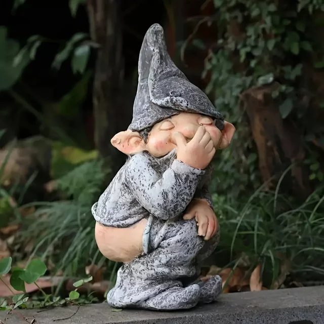 Kültéri Szobor, Szemtelen Knome Figure Gyep Dísz Törpe Szobrászat Terasz Udvari Dekoráció Táj Tornác - Image 4
