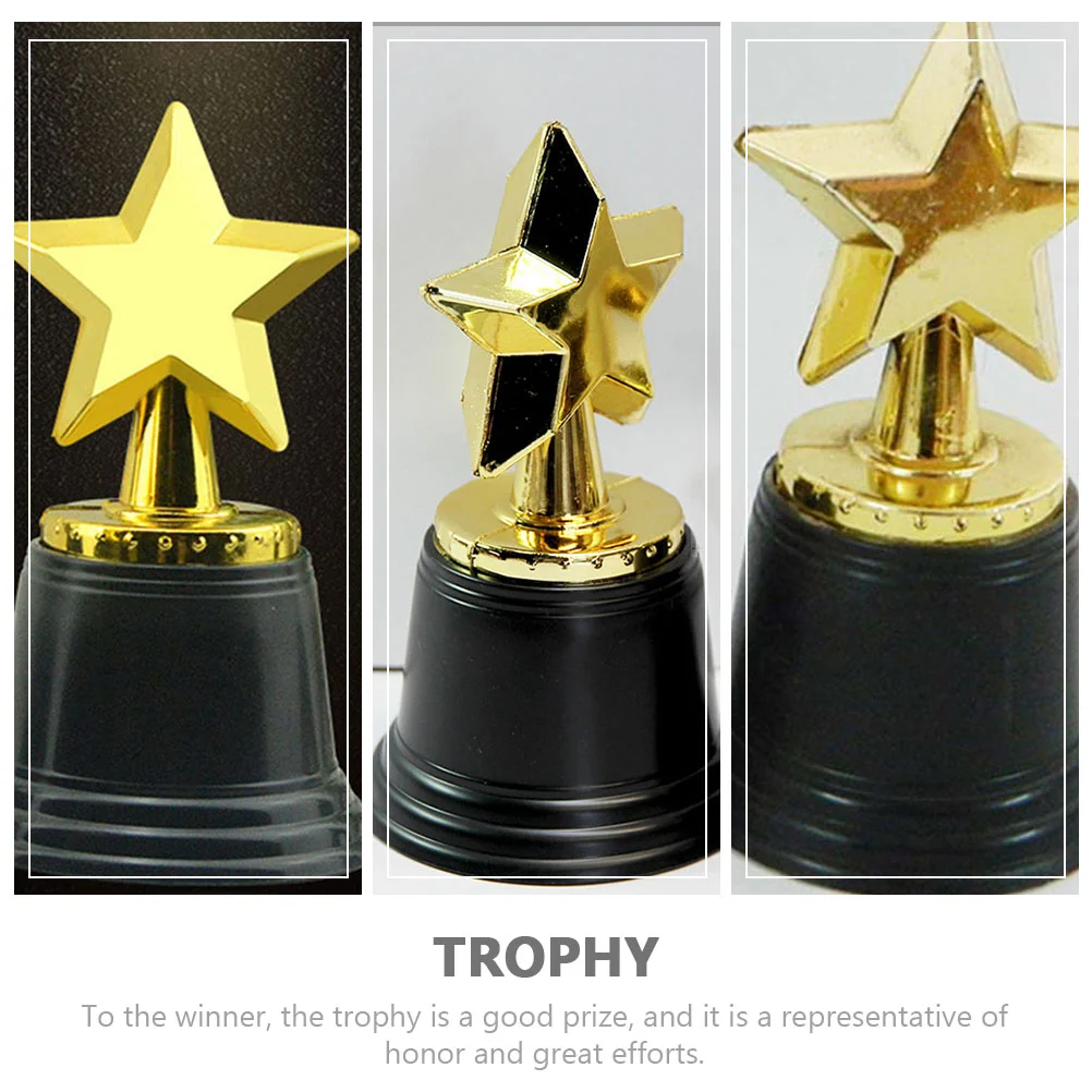 Multi-função Gold Star Trophy para crianças, acessórios esportivos delicados, prêmios em massa, prêmio plástico, futebol infantil, 12 pcs