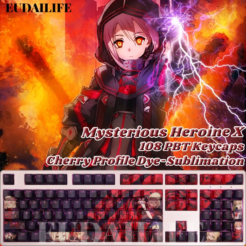 

Таинственный Heroine X 108 колпачок для клавиш Fate PBT краска Сублимация светильник передача вишневого переключателя перекрестная Крышка для клавиатуры Механическая клавиатура
