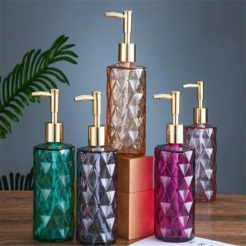 330ml Manual Soap Dispenser Transparent Glass Hand Sanitizer Bottle Container Vacuum Bottle Bathroom Flower Shape Dispenser Set soap dispenser,hand sanitizer dispenser,refillable bottle,shampoo dispenser,soap dispenser bottle,foaming soap dispenser,refillable plastic bottles,foam pump bottle