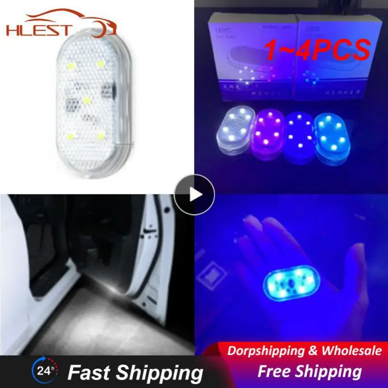

1~4PCS Car Interior Courtesy Door Light USB Charging Wireless Magnetic Car Door Light Safe Anti-collision Signal Lamp