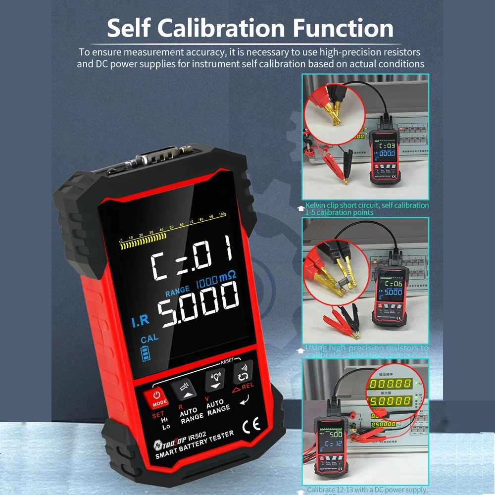 Resistance Tester IR500/IR502 Battery Internal Resistance Tester 120V 0.000m&Omega;~500&Omega; High Precision Calibratable Lead Acid alkaline Lithium Battery