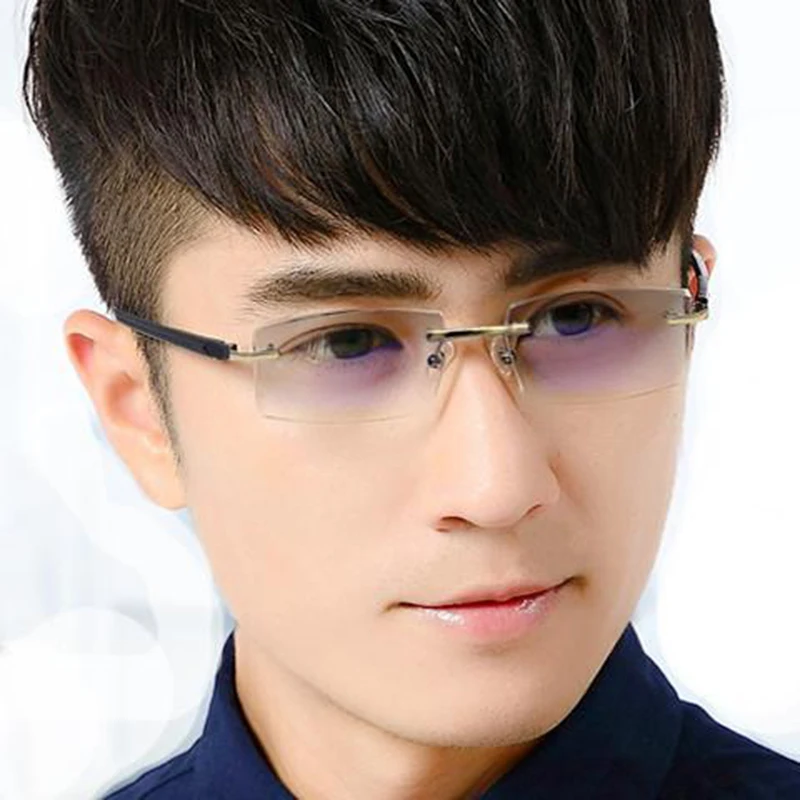 Retro Square Ultralight Rimless Anti-Blue Light Reading Glasses