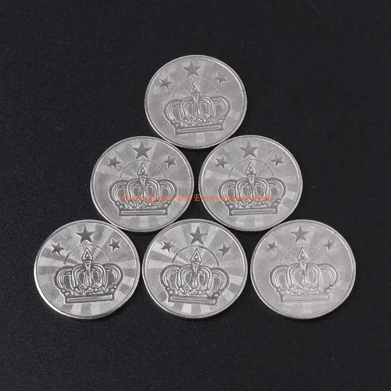 C4DE 10Pcs 25mm 아케이드 게임 토큰 동전 스테인레스 스틸 오각형 크라운 동전 토큰