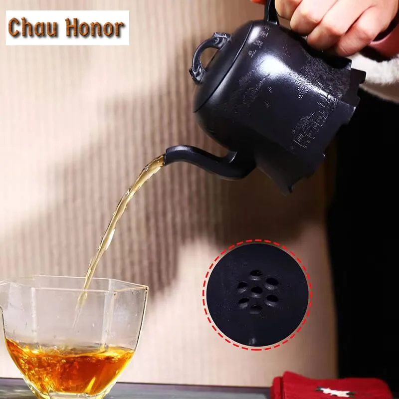 290ml Yixing Raw Ore Stone Yellow Mud Purple Clay Teapot Handmade Household Kung Fu Tea Set Tea Ceremony Drinkware Accessories